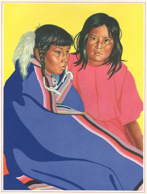 Winold Reiss: Blackfoot-M�dchen
                          Sopeia und Mameia, zwei Kinder der Kainahs,
                          Portraits