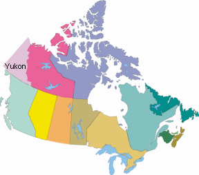 Karte von Kanada mit der Angabe
                          des Bundesstaates Yukon