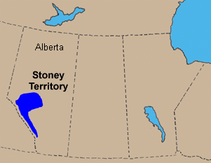 Karte von
                  Alberta mit dem Gebiet der Stoney-Prim�rnation