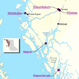 Karte der Prim�rnation der Tsimshian,
                          detailliert, Metlakatla scheint aber falsch
                          eingezeichnet