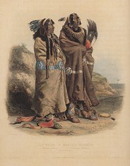 Karl Bodmer, zwei Ureinwohner
                                    der Mandan-Primärnation