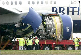 Engine of a Boeing777 with the length
                        compared with persons