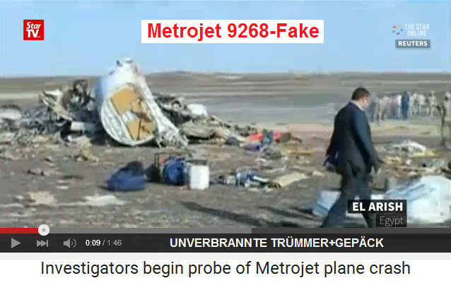 Metrojet 9268-Fake: Unverbrannte Trümmer und
                Gepäck in El Arish
