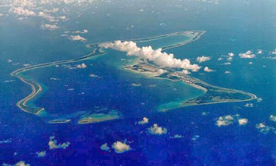 "US"-Gefängnisinsel Diego
                              García, Luftbild
