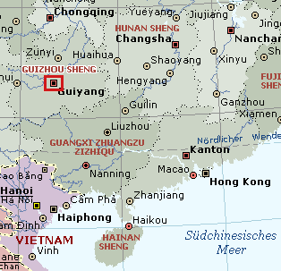 Position von
                        Liuzhou, Guilin und Nanning, Provinz Guangxi