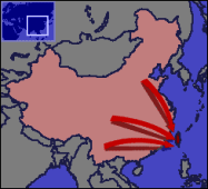 China 1948-1949: Fluchtbewegung der
                            Nationalisten der KMT nach Taiwan