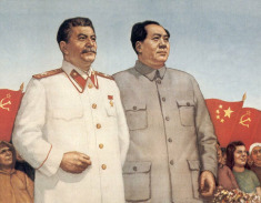Personenkult von Mao und Stalin 1950
                              zusammen: Gemälde in Öl auf Leinwand,
                              unbekannter Maler