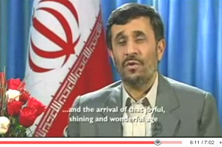Ahmadinejad Christmas speech 2008: ... and the arrival of that joyful, shining and wonderful age.