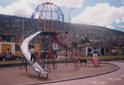 Double slide in a form of a
              sculpture in Ayacucho in Peru