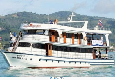 Am 12.2.2014 versank das
              thailändische Touristenboot "MV Blue Star" von
              Phuket