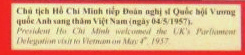Ho Chi Minh mit einer britischen Delegation 1957, Text