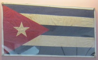 Die Flagge des Kubanischen Solidarit�tskomitees f�r Vietnam f�r die Bev�lkerung S�dvietnams