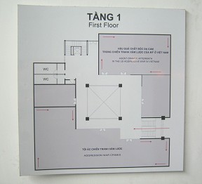 Plan im ersten Stockwerk: Ein Saal ist den Agent-Orange-Opfern gewidmet, ein zweiter Saal den Kriegsverbrechen