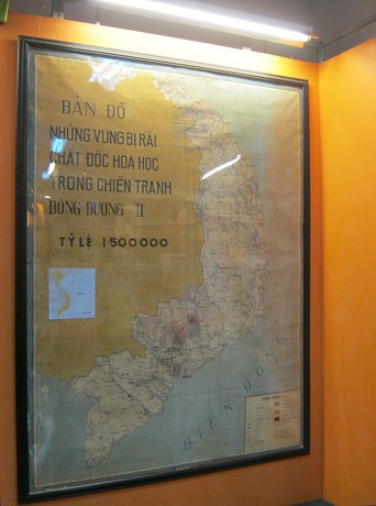 Karte von Vietnam mit den durch Agent Orange verseuchten Flchen