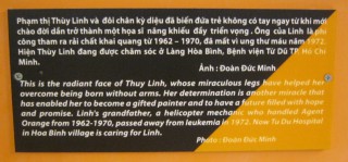 Agent-Orange-Opfer Thuy Linh, Text: Dies ist das strahlende Gesicht von Thuy Linh, deren Wunderbeine ihr das �berleben sichern, denn sie wurde ohne Arme geboren. Ihre Bestimmung ist ein weiteres Wunder, das sie bef�higte, eine begabte Malerin zu werden und eine erf�llte Zukunft zu haben, mit Hoffnung und Verheissung. Der Grossvater von Linh war ein Helikoptermechaniker, der von 1962 bis 1970 mit Agent Orange gearbeitet hat. Er starb 1972 an Leuk�mie. Nun wird Linh im Tu-Du-Spital im Dorf Hoa Binh gepflegt. Foto: Do�n D�c Minh