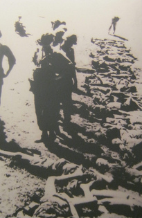 Ein krimineller NATO-Kommandeur misst die Reihe toter Vietnamesen mit einer Messlatte