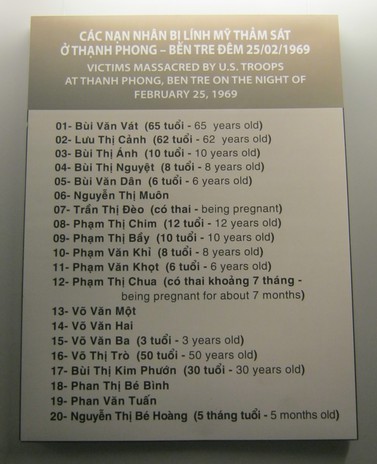 Die Opferliste des Massakers von Thanh Phong vom 25. Februar 1969