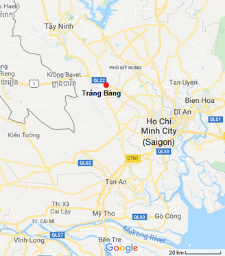 Karte mit Ho Chi Minh City - HCMC (Saigon) und Trang Bang