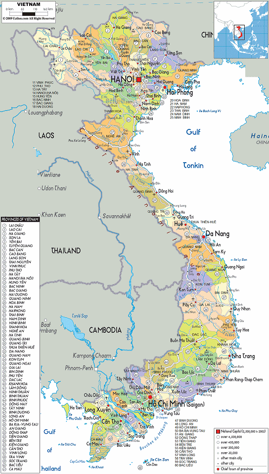 Map of Vietnam with it's provinces