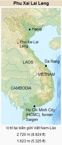 Map of Vietnam with
                              Pu Lai Leng Mountain