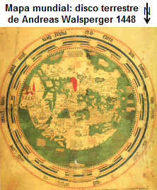 Mapa mundial: disco terrestre de Andreas
                        Walsperger 1448, norte es abajo