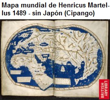 Mapa mundial de Henricus Martellus 1489 - sin Japón
                (Cipango)