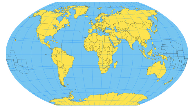 Mapa mundial de 1990 apr. con
              forma barriguda, esa forma respeta más las formas reales
              de los continentes