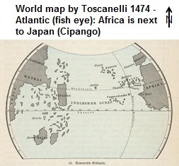 Mapa de Toscanelli 1474 - eso fue
                                  el mapa de Colombo mostrando Japn al
                                  otro lado del Atlntico...