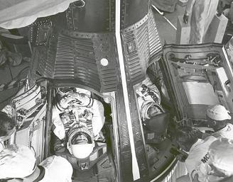 Gemini 4:
                  C�psula tripulada, seg�n la NASA antes de la salida,
                  foto no. 65-H-910.