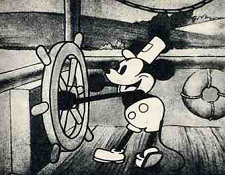 Los primeros dibujos
                            animados exitosos "Wili el
                            marinero" (orig. inglés: "Willy
                            the seaman") con Mickey al volante,
                            1928.