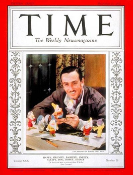 Walt Disney en la portada
                        de "TIME", 27/12/1937