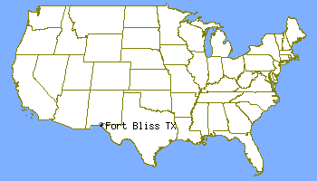 Mapa de los
                "EUA" con la posición de Fort Bliss (Texas)