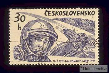 Gagarin-Kult:
                          Gagarin auf Briefmarken im Ostblock, z.B. in
                          der CSSR