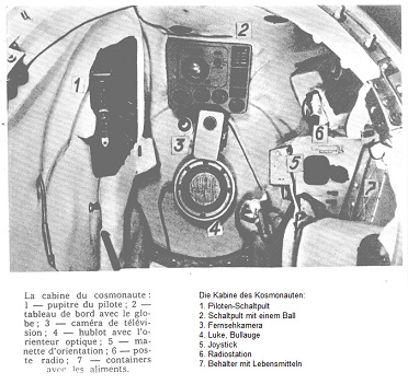 Gagarin: "Le Chemin"
                                (01): Eine Zeichnung des angeblichen
                                Kockpits der Wostok-Kapsel