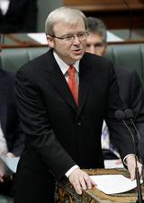 Der weisse Pr�sident Kevin Rudd
                                  tr�gt am 13. Februar 2008 die
                                  Entschuldigung f�r die Aborigines vor