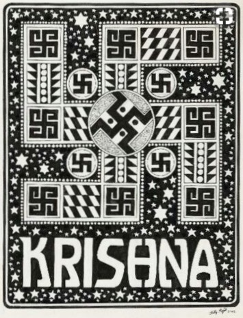 Hinduismus mit Hakenkreuzen (Swastikas als Energiewirbel und Glückssymbole) in einem Krishna-Muster