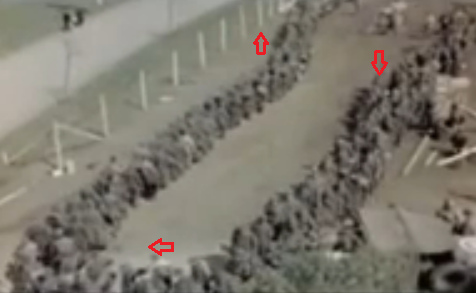 Queue in form of a "U" in a
                            Rhine meadow camp in the sun of summer 1945
                            (21min. 12sec.)