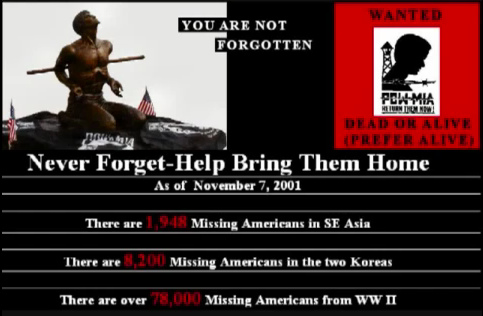 List with missed
"Americans" from Second World War, from Korean
War and from South East Asia List with missed
"Americans" from Second World War, from Korean
War and from South East Asia