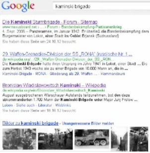 Google search for Kaminski
                brigade, screen shot