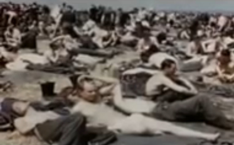 Soldados alemanes en un prado en el sol,
                        verano 1945