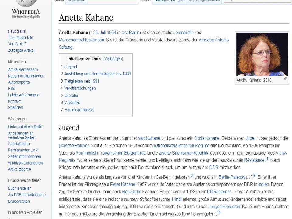 Kriminelle Zensuristin Kahane gilt auf
                  Mossad-Wikipedia als "Menschenrechtlerin"