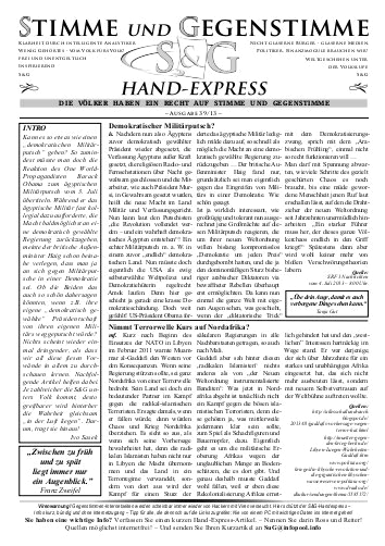 Ein Flugblatt "Stimme und
                            Gegenstimme" der AZK aus dem Jahre
                            2013