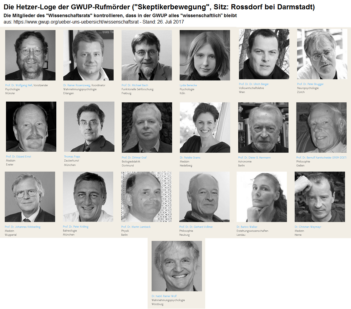 GWUP-"Wissenschaftsrat", Mitglieder,
                  nix weiter als Hetzer und Rufm�rdern