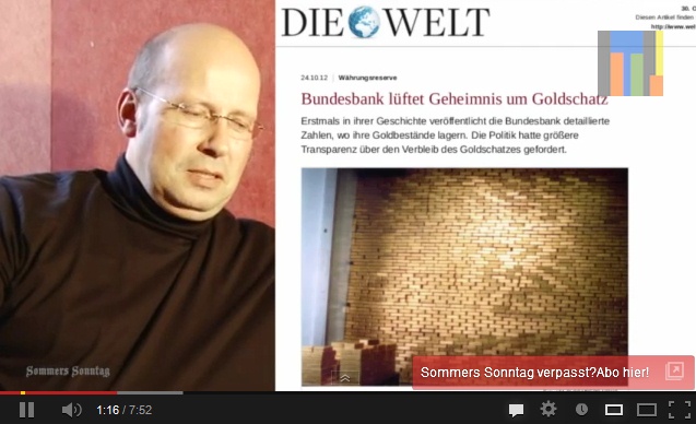 24. Oktober 2012:
                        Bundesbank l�ftet das Goldgeheimnis der
                        Verteilung ihrer Goldreserven