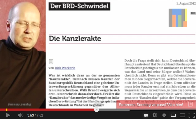 Sommers Sonntag20: Artikel �ber die
                        "Lebensl�ge BRD" der Jungen Freiheit