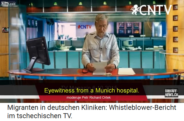 CSR-TV-Moderator Ortek
                    liest den Bericht eines tschechischen Arztes aus
                    einem M�nchner Krankenhaus mit afrikanischen
                    Asylanten vor