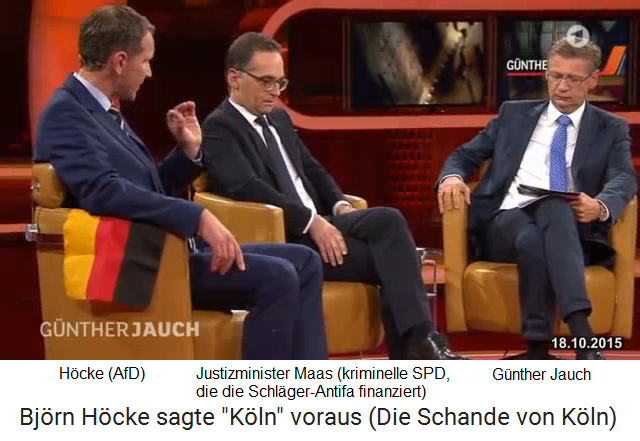 Bj�rn H�cke warnt
                          den zionistischen Justizminister Maas vor
                          Muslim-Gewalt gegen deutsche Frauen - bei
                          G�nther Jauch am 18.10.2015