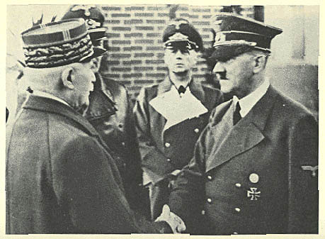Waffenstillstand mit H�ndedruck
                zwischen P�tain und Hitler 22.6.1940