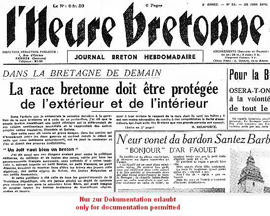 Zeitung
                        "L'heure bretonne", Ausgabe vom
                        28.6.1941