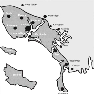 Karte vom
                Kessel von Lorient 1944 bis 1945